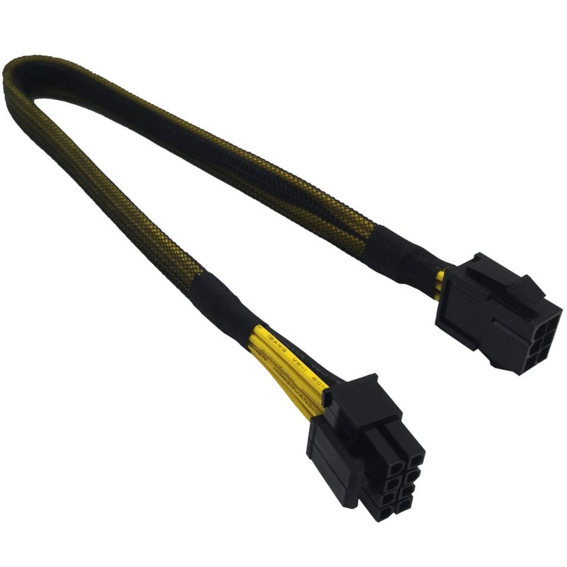 COMeap 6 Pin to 8 Pin CPU Power Adapter, 6 Pin Female to CPU 8 pin (4+4 Detachable) Male EPS-12V Converter Sleeved Cable 13-inch(33cm) - Image 1